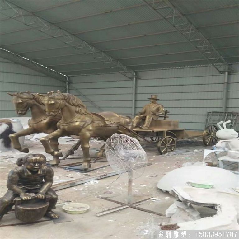 玻璃鋼仿銅馬車雕塑，馬車雕塑定做，啤酒節(jié)馬車雕塑8