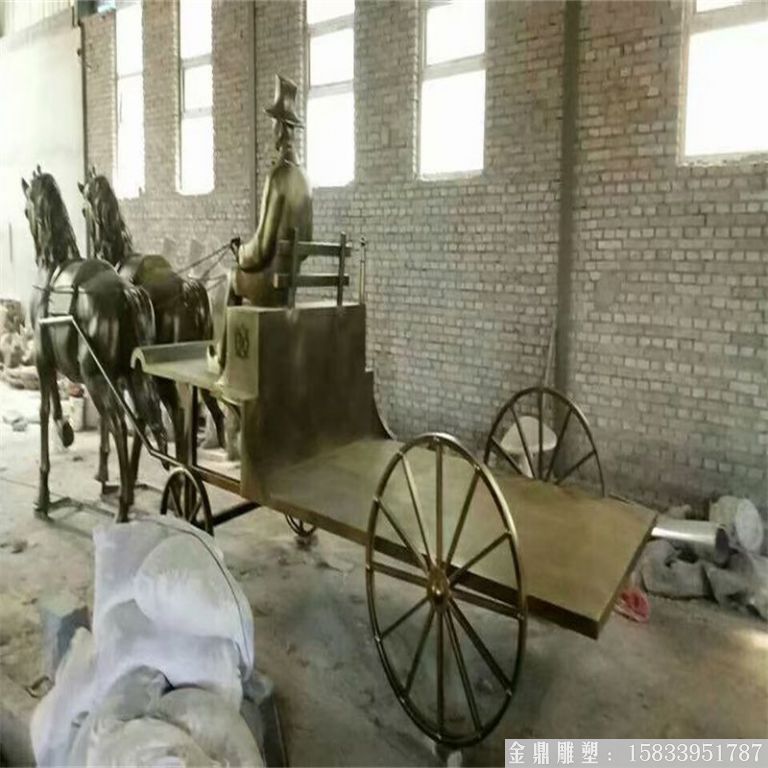玻璃鋼仿銅馬車雕塑，馬車雕塑定做，啤酒節(jié)馬車雕塑2