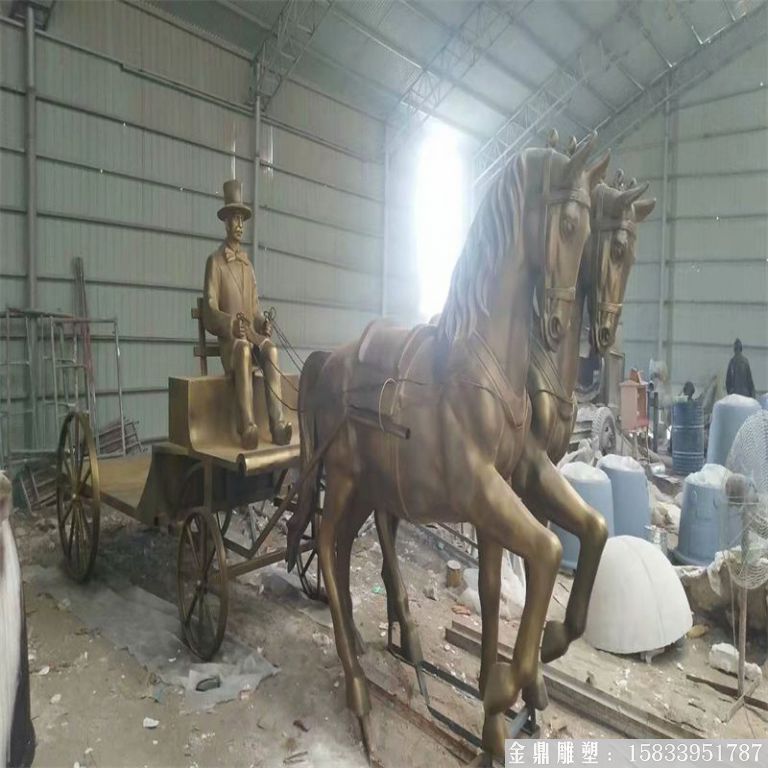玻璃鋼仿銅馬車雕塑，馬車雕塑定做，啤酒節(jié)馬車雕塑5