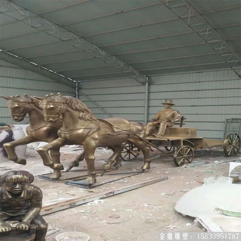 玻璃鋼仿銅馬車雕塑，馬車雕塑定做，啤酒節(jié)馬車雕塑7