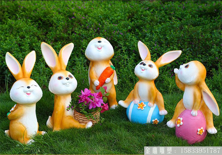 玻璃鋼仿真小兔子雕塑 廠家來圖定制